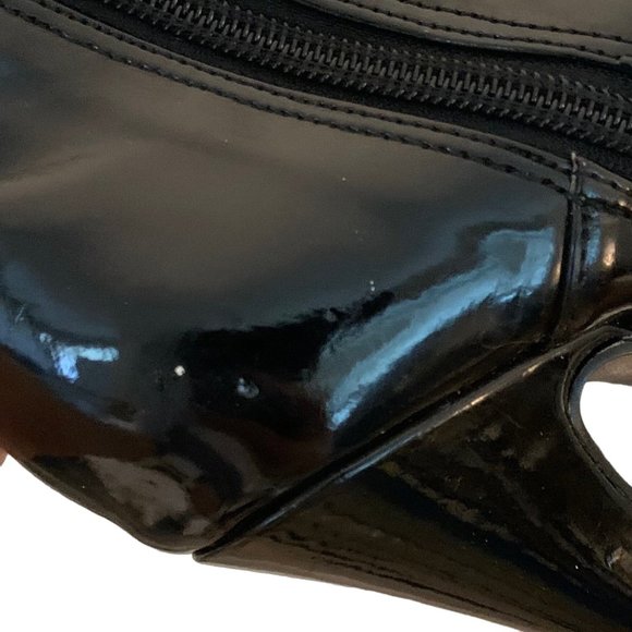 Delicious Knee High Stiletto Patent Leather Black Lace Up Platform Boots 6 Troy - Picture 7 of 10